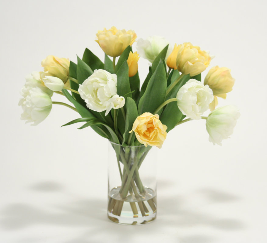 Distinctive Designs Waterlook Mixed Tulips in Tall Glass Cylinder Vase