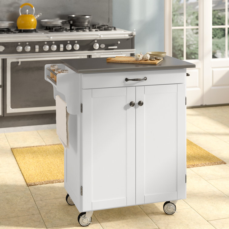 August Grove Savorey Kitchen Cart With Stainless Steel Top Reviews Wayfair
