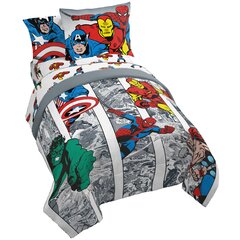 No Comforter Leezeshaw 3 Pcs The Avengers Endgame Print Duvet Cover Set with Two Pillow Cases,Marvel Superheroes Pattern Bedding Set for Kids & Adults
