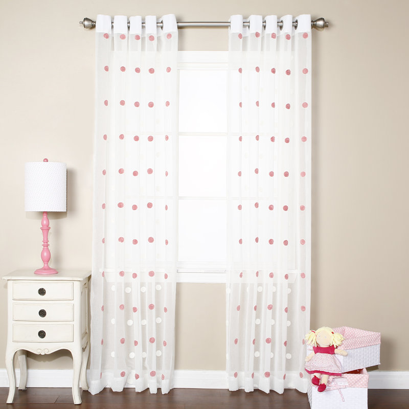 Best Home Fashion Inc Pom Pom Polka Dots Sheer Grommet
