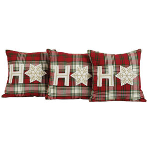 HO HO Holiday 3 Piece Throw Cotton Pillow Set