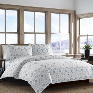 Tossed Snowflake 3 Piece Duvet Cover Set