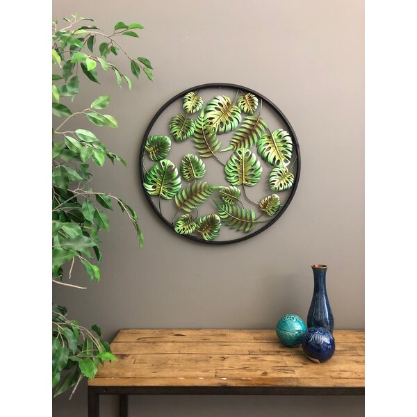 Metal Circle 3 Dimensional Palm Leaves Tropical Wall Décor by Bay Isle Home