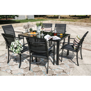 Metal Patio Furniture You Ll Love Wayfair Pierre 7 Piece Dining Set