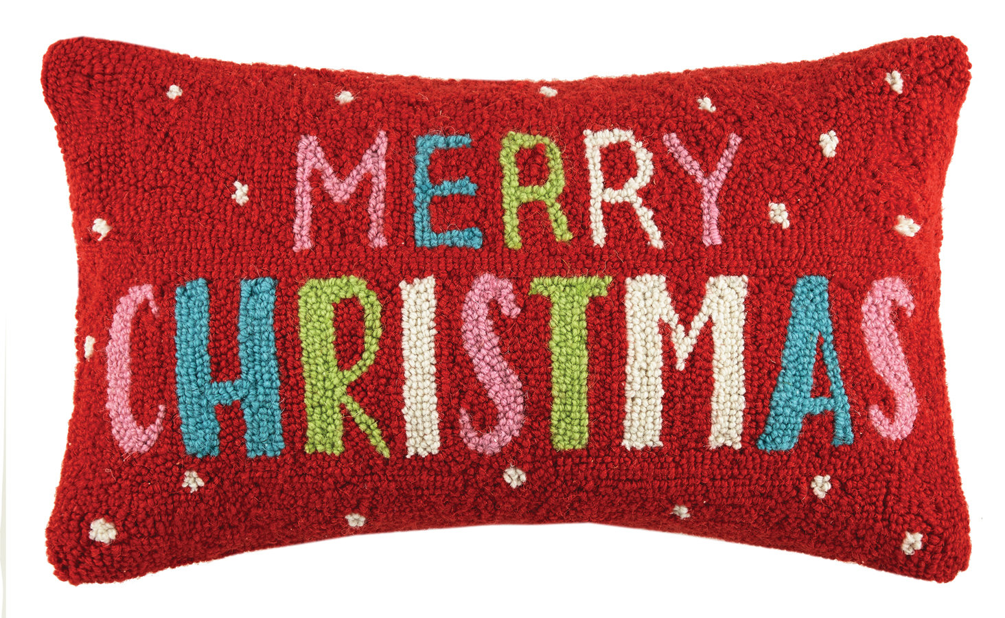 Peking Handicraft Merry Christmas Hook Wool Lumbar Pillow