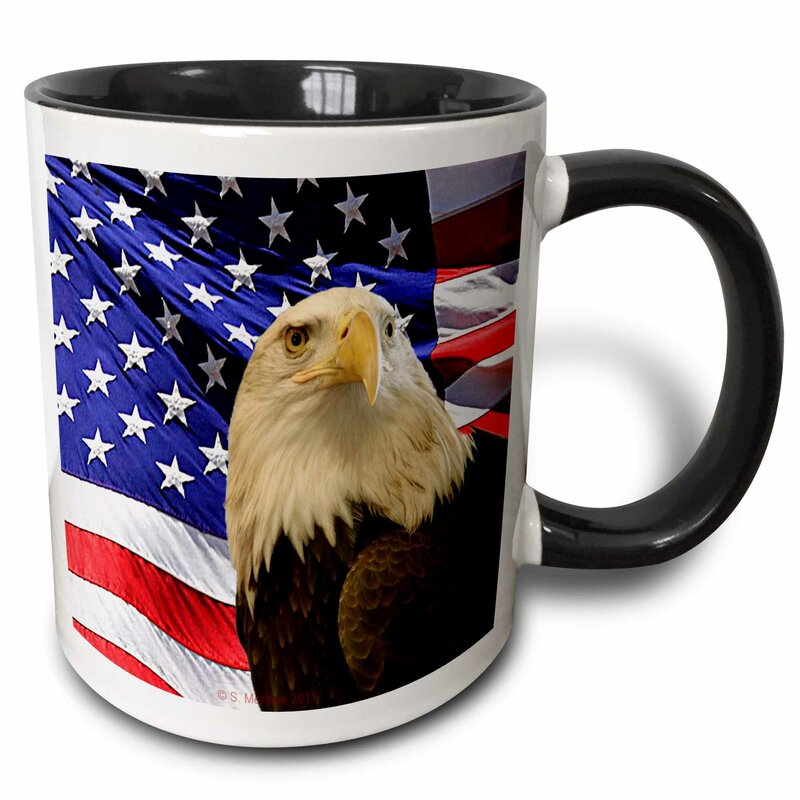 East Urban Home Bald Eagle and American Flag Coffee Mug | Wayfair