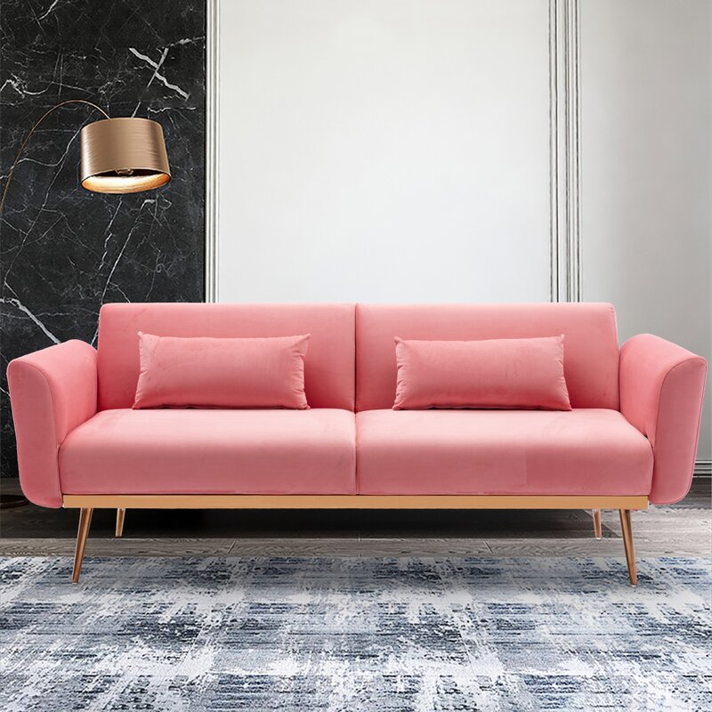 Mercer41 Velvet Sleeper Sofa Pink & Reviews | Wayfair.ca