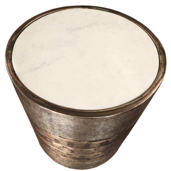 Mccullum Marble Top Drum End Table By 17 Stories
