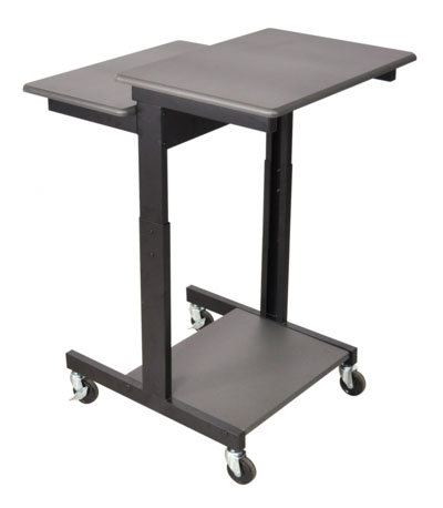 Black Mobile Single Person Computer Desk by AmpliVox Sound Systems