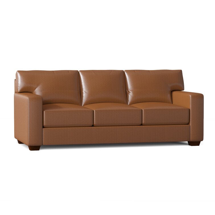 Pratt 88'' Genuine Leather Square Arm Sofa