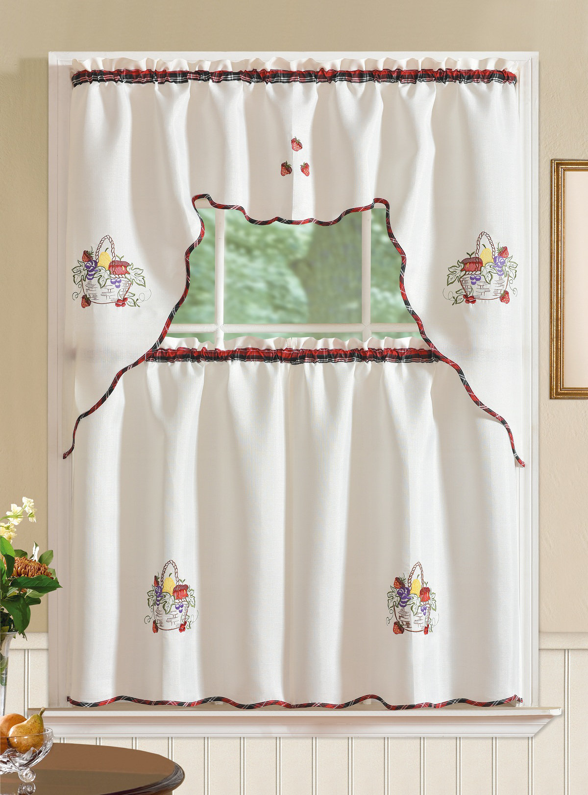 Andreoni Fruit Basket 3 Piece Kitchen Curtain Set august grove andreoni fruit basket 3 piece kitchen curtain set aggr8351