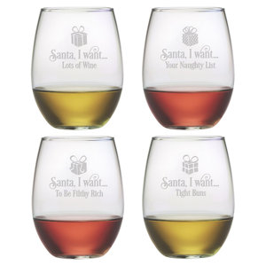 Santa I Want 21 oz. Stemless Wine Glass