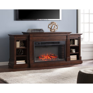 Raffin Reeder Widescreen and Bookcases in Espresso Electric Fireplace