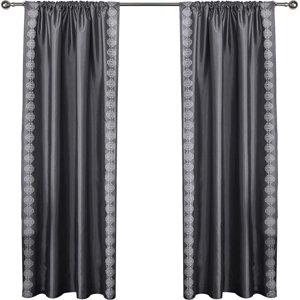 Britain Geometric Room Darkening Rod Pocket Curtain Panels (Set of 2)