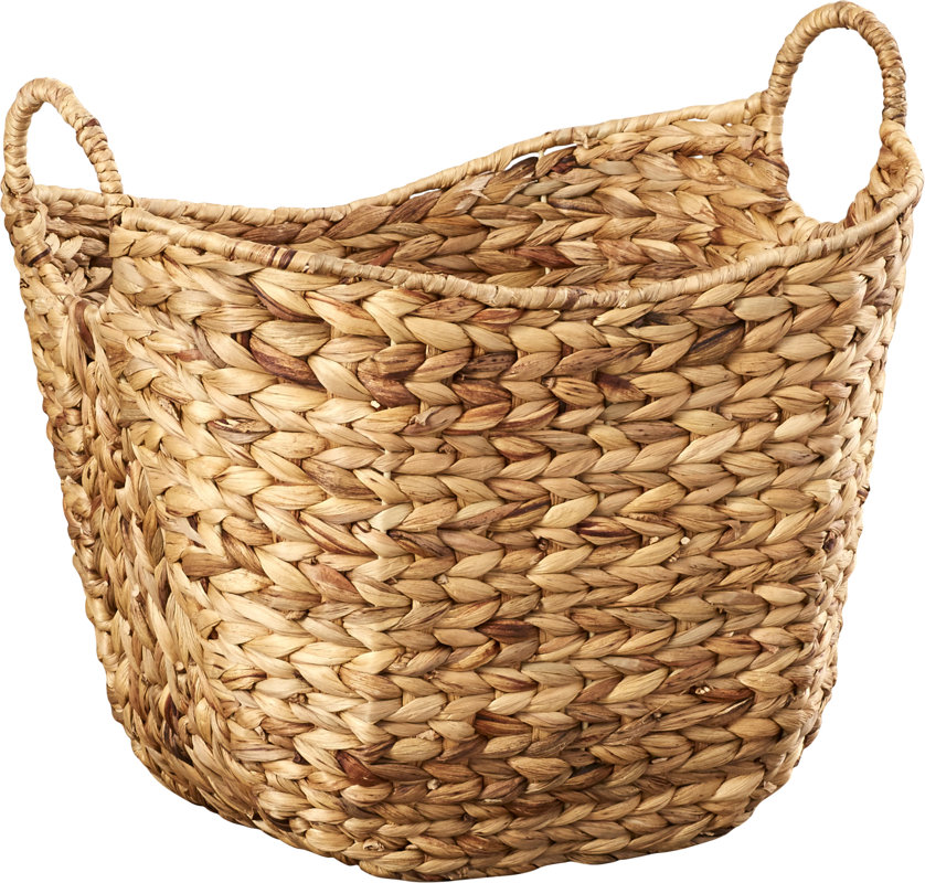 August Grove Theroux Tall Water Hyacinth Wicker Basket with Handles
