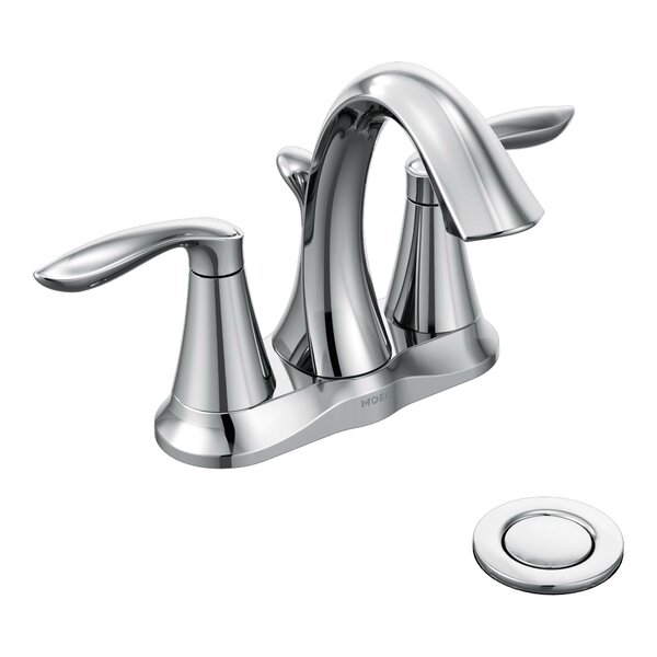Eva Two Handle Bathroom Faucet with Optional Pop Up Drain Assembly by Moen