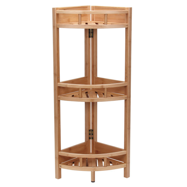Bamboo Slatted Corner Unit Bookcase by Household Essentials
