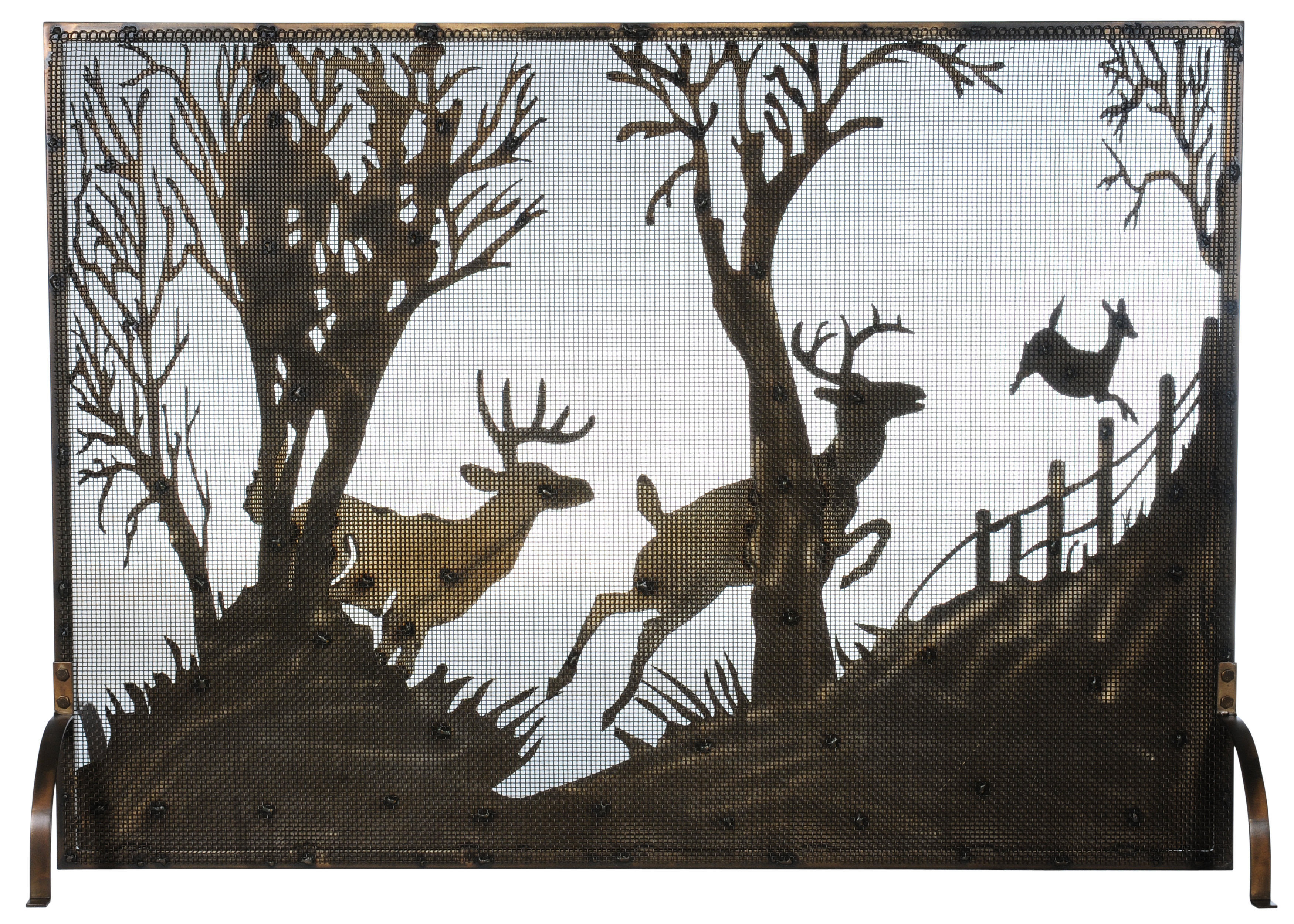 Meyda Tiffany Deer On The Loose Single Panel Fireplace Screen