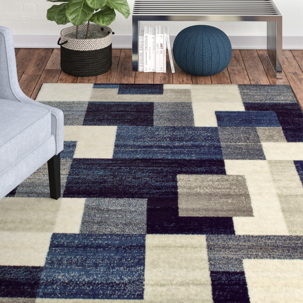 Taira Block Blue/Gray Area Rug by Orren Ellis