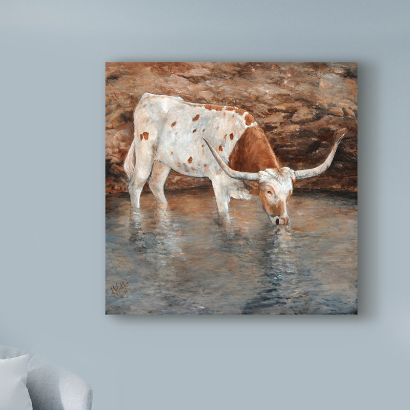 Millwood Pines All By Myself Cows Acrylic Painting Print On Wrapped Canvas Wayfair