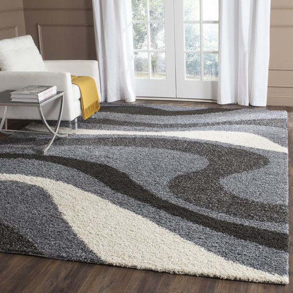 Driffield Gray/Ivory/Back Area Rug by Ebern Designs