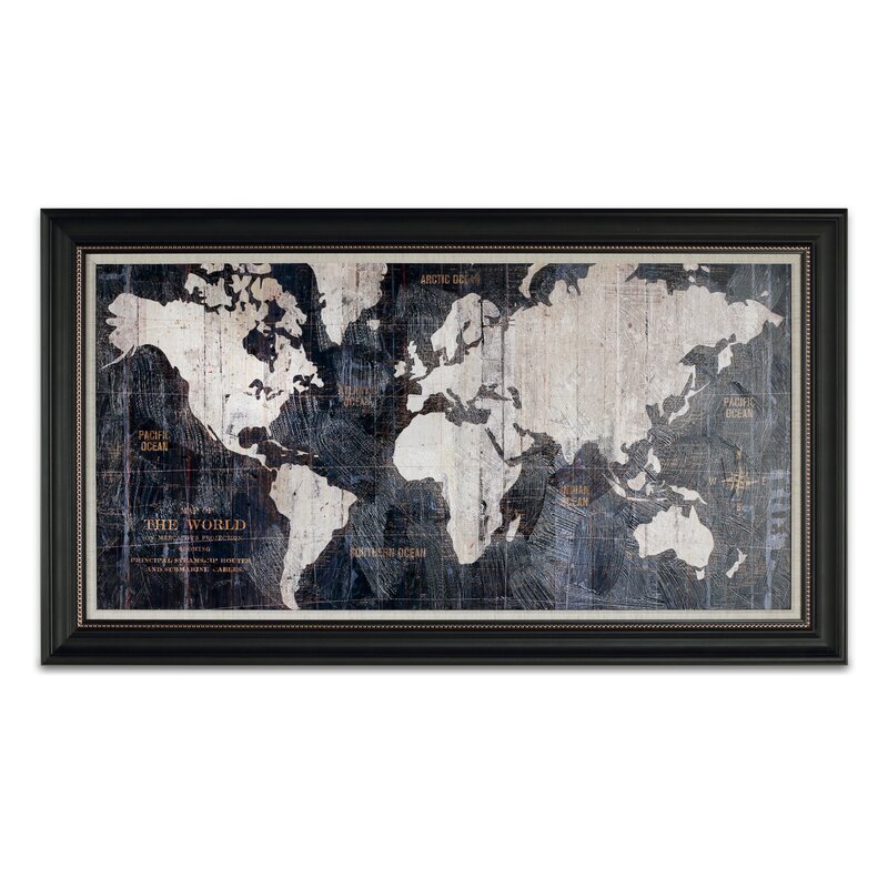 Wrought Studio Old World Map Blue By Avery Tillmon Picture Frame