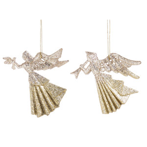 Plastic Angel Ornament Hanging Figurine (Set of 2)