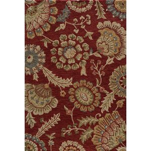Ophelia Hand-Hooked Red Area Rug