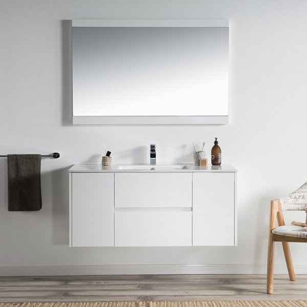 Oquendo 48 Wall-Mounted Single Bathroom Vanity Set with Mirror by Orren Ellis