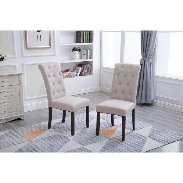 Allyson Tufted Upholstered Stacking Parsons Chair In Beige (Set Of 2) By Gracie Oaks