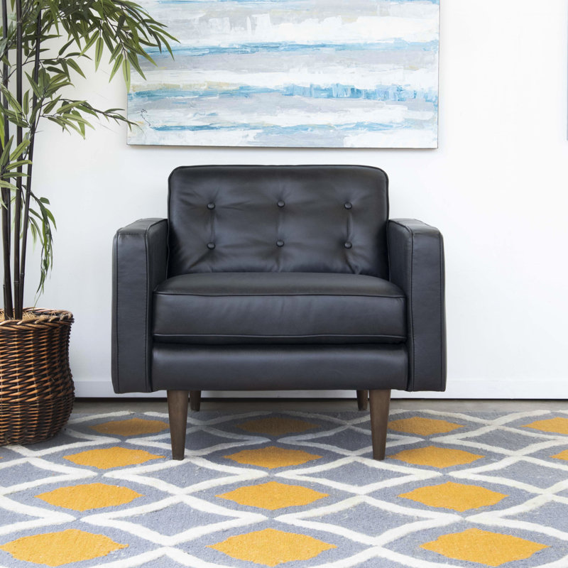 Corrigan Studio Aron 34 W Tufted Full Grain Leather Armchair Wayfair