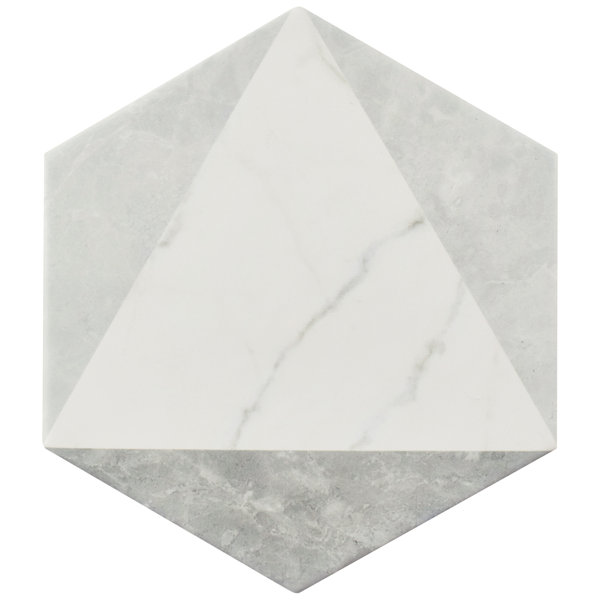 Karra 7 x 8 Porcelain Field Tile in White/Gray by