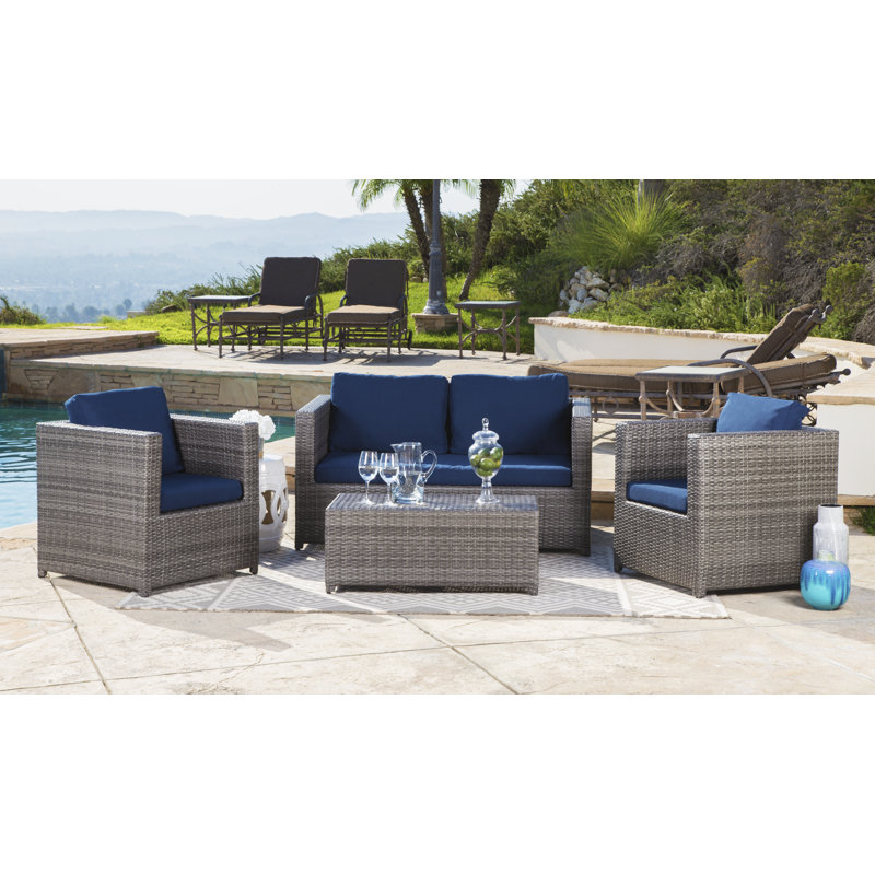 Laude Run Leithgow 4 Piece Rattan Sofa Set With Cushions Wayfair
