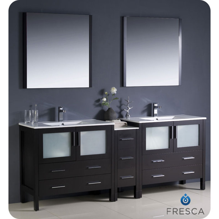 Torino 84 Double Bathroom Vanity Set With Mirror Torino 84 Double Bathroom Vanity Set With Mirror