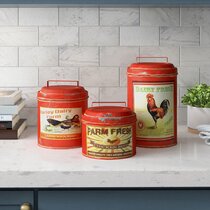Well Pack Box Galvanized Canister Set Farmhouse Rustic Collection for Kitchen 12 and 9 and 7 Tall
