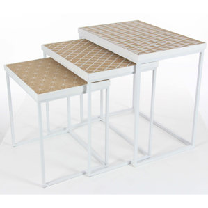 Elleny Metal Wood 3 Piece Nesting Tables by Latitude Run