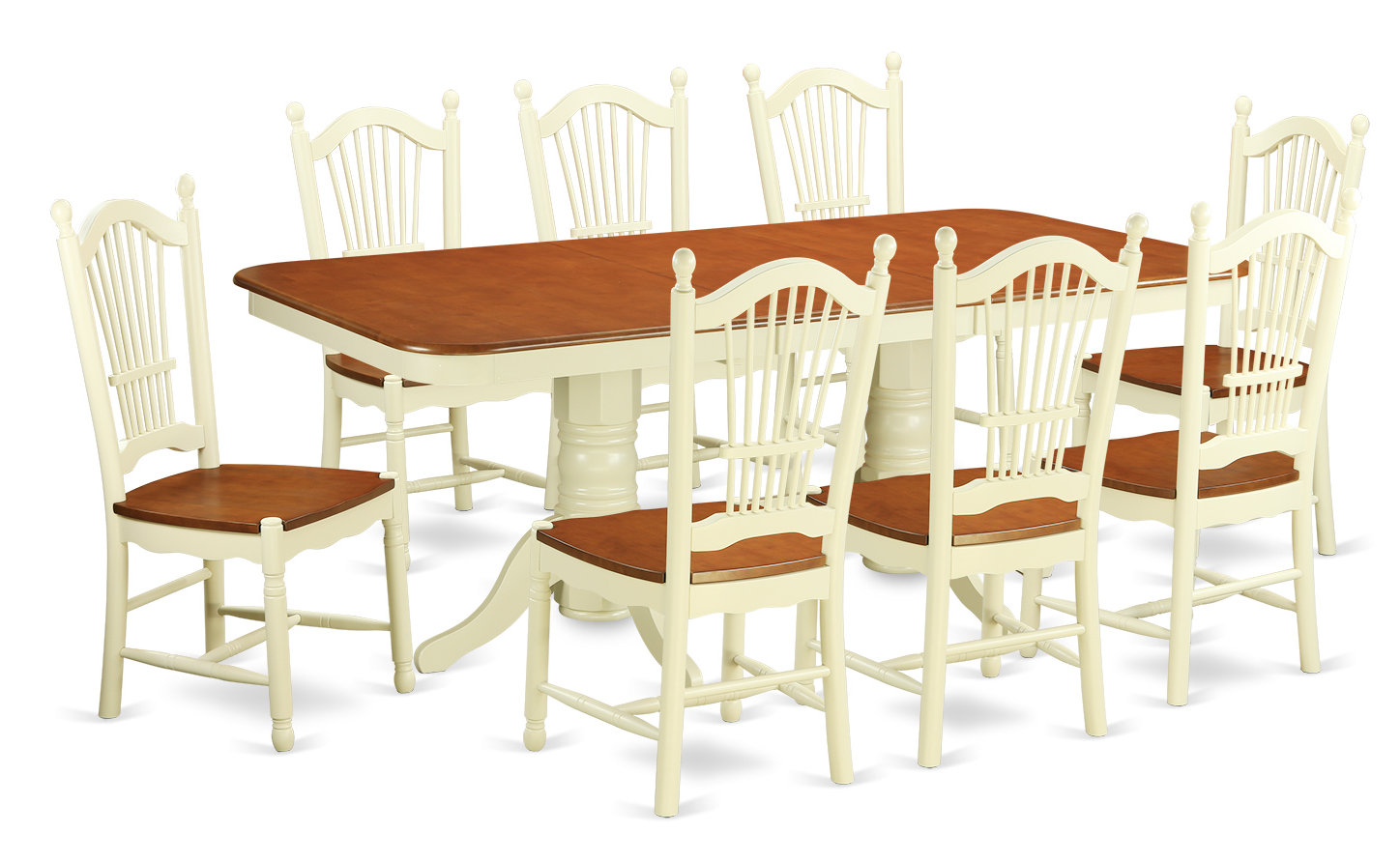 August Grove Pillsbury 9 Piece Wood Dining Set With Double Pedestal August Grove Pillsbury 9 Piece Wood Dining Set With Double Pedestal Table Legs Wayfair