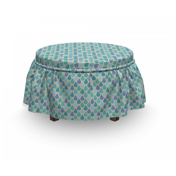 Droplets 2 Piece Box Cushion Ottoman Slipcover Set By East Urban Home