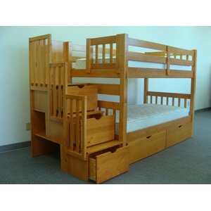 Stairway Twin over Twin Bunk Bed with Extra Storage