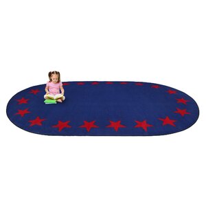 Blue Star Border Classroom Area Rug