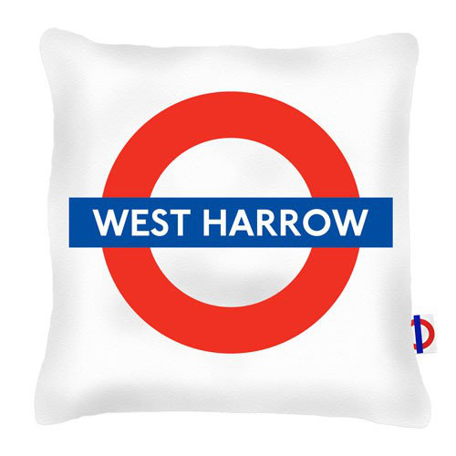 Gulf Breeze West Harrow Tube Station Cushion with Filling London Transport