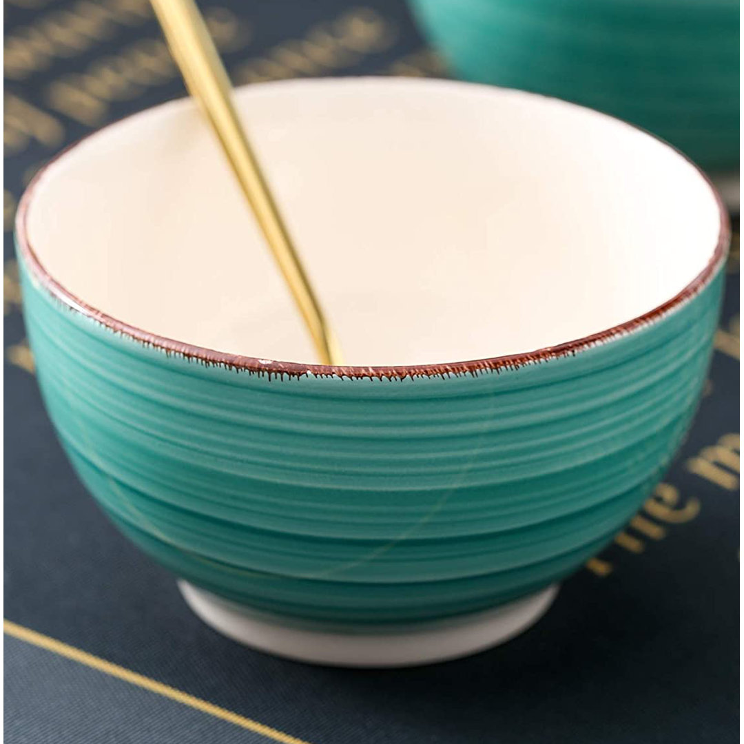 Georga 800ml Stoneware in Vintage Look Handpainted Ceramic Large Cereal Bowl