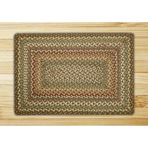 Fir/Ivory Braided Area Rug