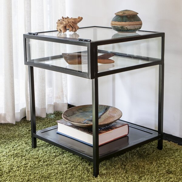 Peay Glass Top 4 Legs End Table With Storage By 17 Stories