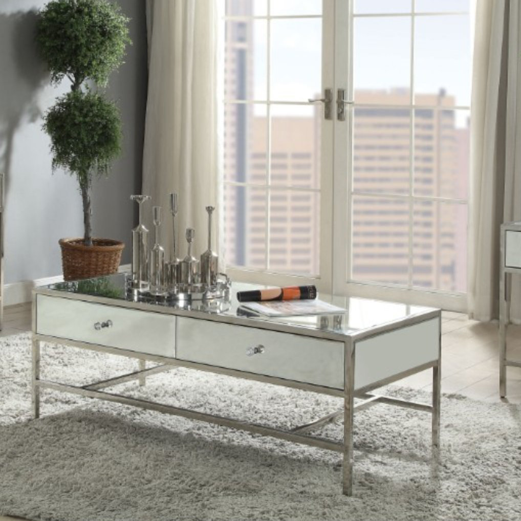 Everly Quinn Sheena Modern Rectangular Metal And Mirror Coffee Everly Quinn Sheena Modern Rectangular