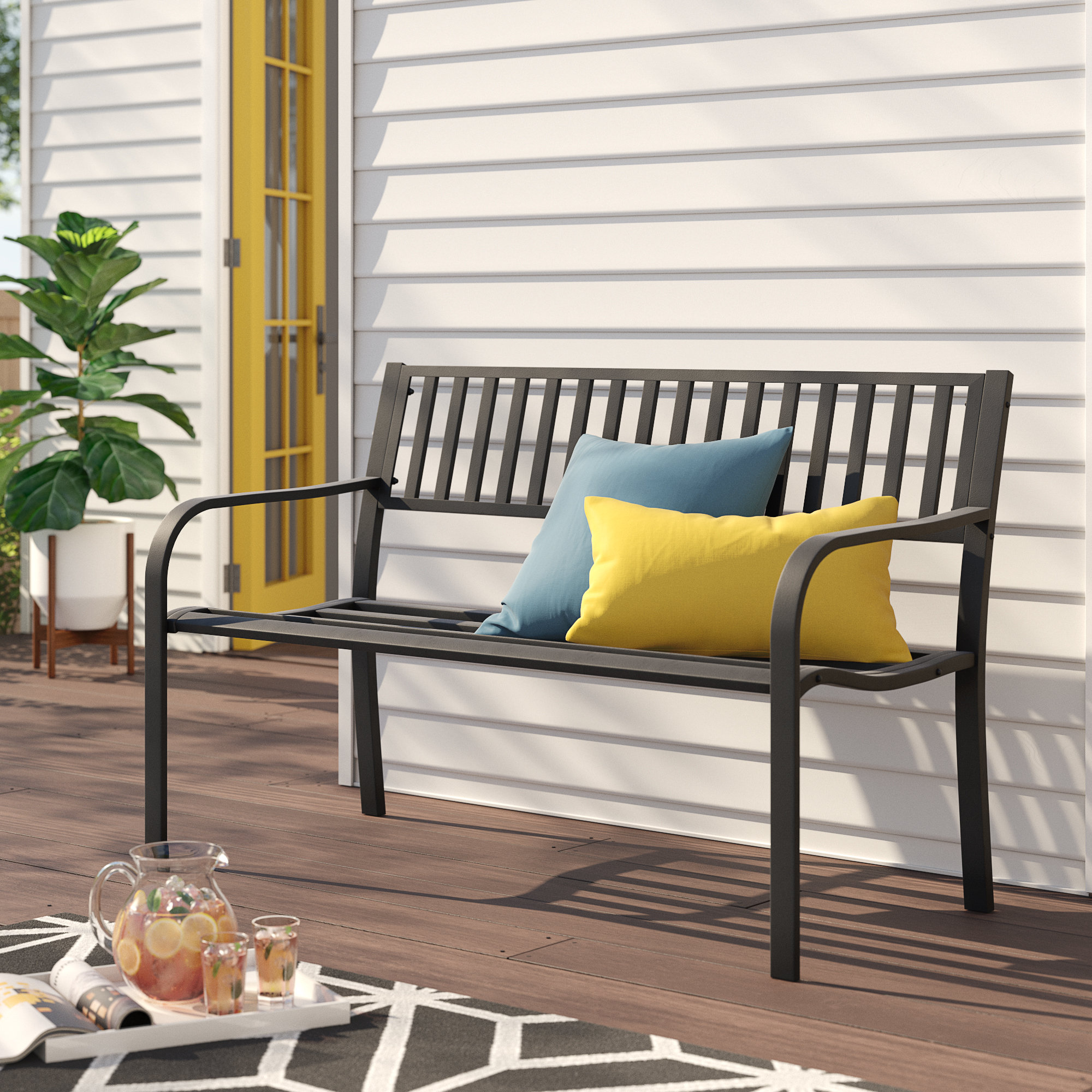 front porch bench black