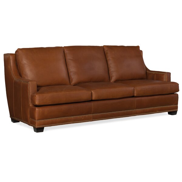 Young  Stationary Leather Sofa By Bradington-Young