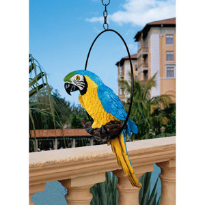 Polly in Paradise Parrot Statue on Ring Perch (Set of 2)