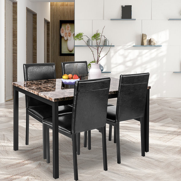 Faux Marble Dining Table Set Wayfair Ca