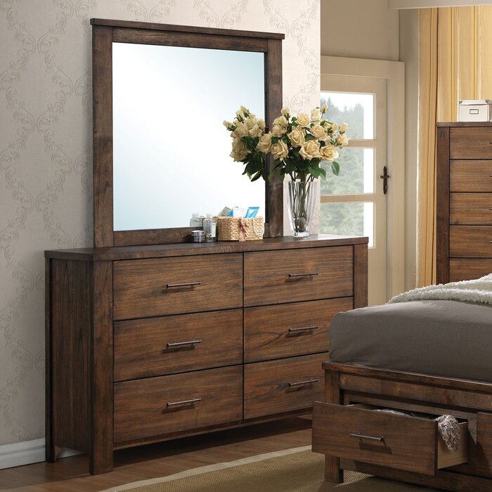 Schlesinger 6 Drawer Double Dresser With Mirror